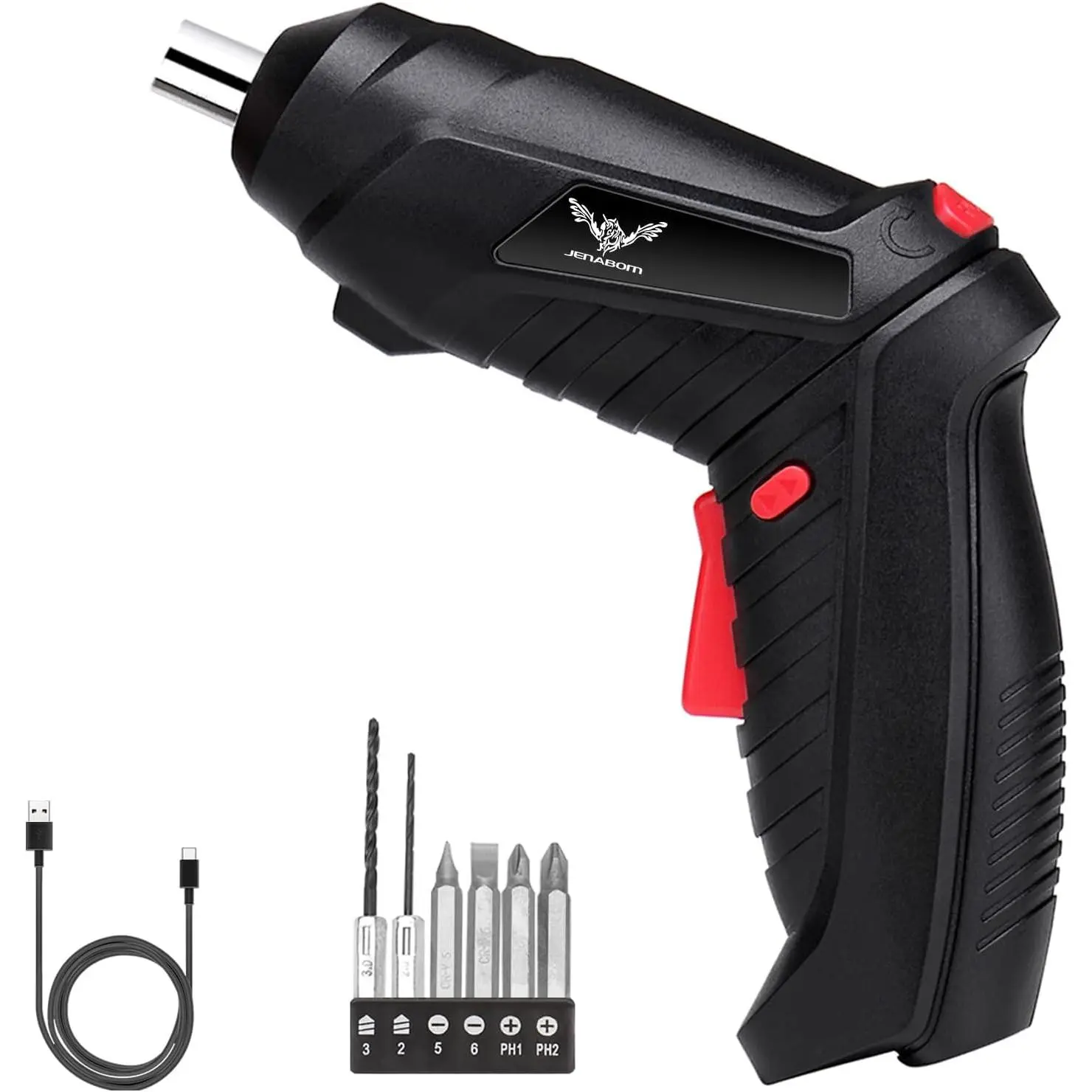 8 in 1 Electric Screwdriver, 3.6V Screwdriver|,3.5N·m Max Electric Screw Gun with 6 Accessory Kit, USB, Front LED Light, Easy for Small Home DIY