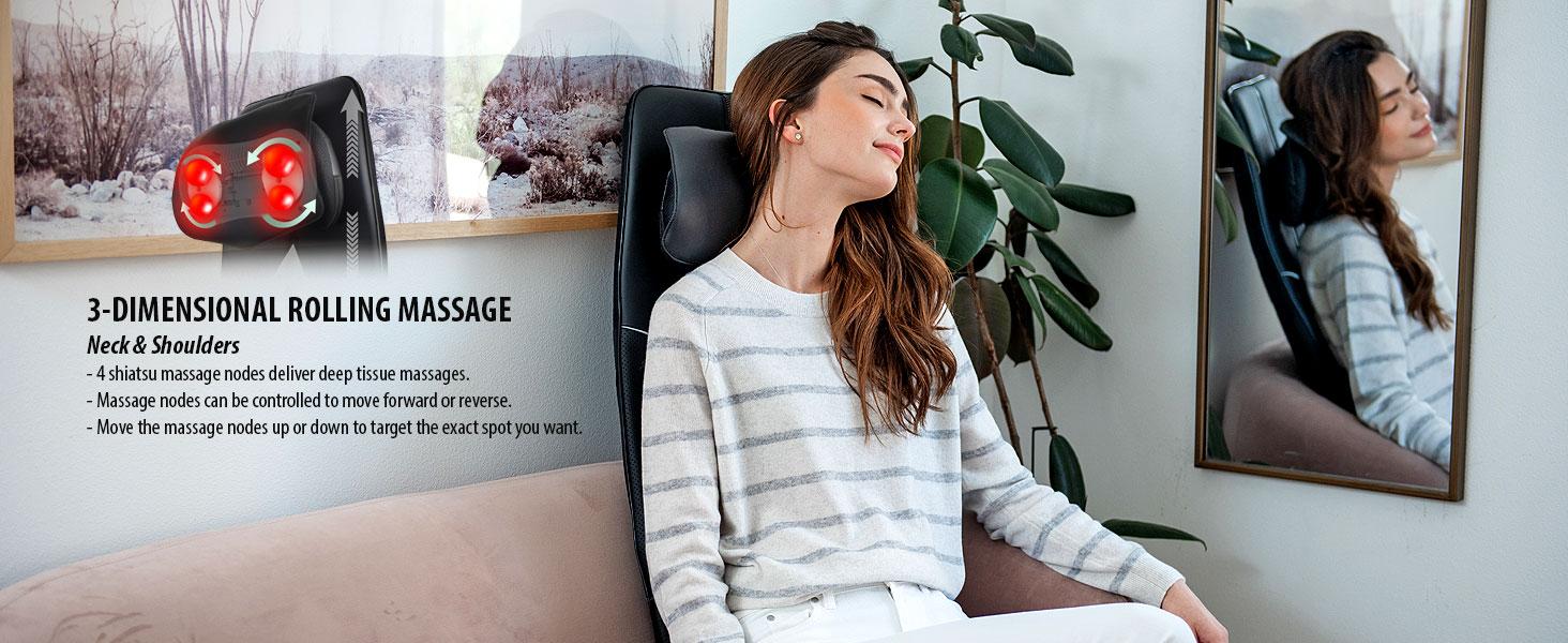Shiatsu Neck and Back Massager with Heat - 3D Kneading Deep Tissue Electric Massage Chair Pad with Height Adjustment, Seat Cushion Vibration for Muscle Pain Relief - Black (ZMA-33B) Shiatsu Neck and Back Massager with Heat - 3D Kneading Deep Tissue Electric Massage Chair Pad with Height Adjustment, Seat Cushion Vibration for Muscle Pain Relief - Black (ZMA-33B)