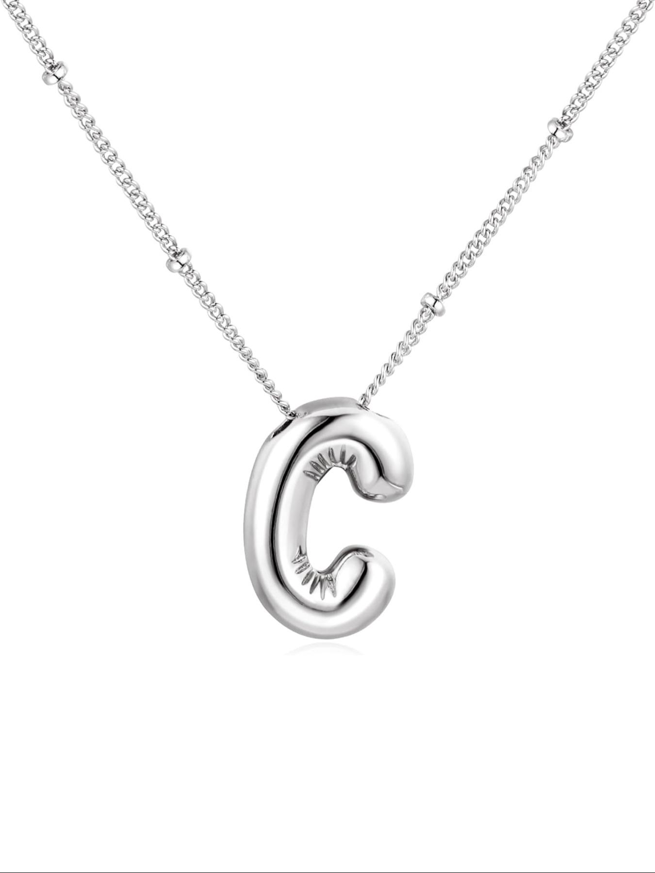 Summer Fashion Balloon Letter Charm Pendant Necklace, Fashion Bubble Letters Necklace for Party, Daily, Trendy Casual Jewelry, Initial Daily Wear Necklace, Custom Initial Necklace, Fashion Cool Accessories