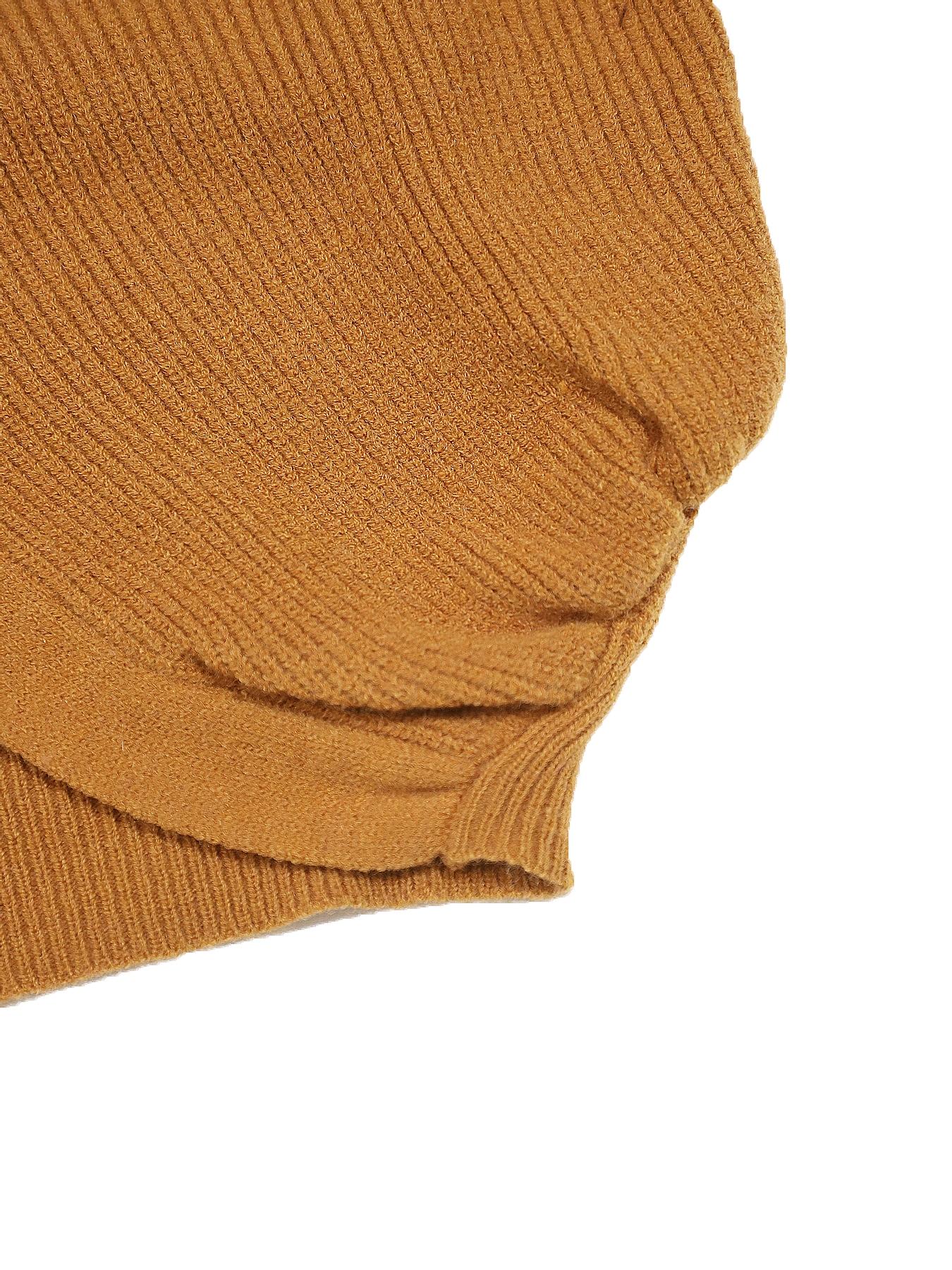 Women's Fall Winter Simple Style Short Cardigan Y-Shaped Metal Button Casual Elegant Waist Cinched Split Sweater Jacket Knitwear