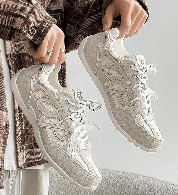 Vintage Suede Low Top Sneakers, Unisex Casual Mesh Running Shoes, Comfortable Athletic Footwear for Men and Women, Ideal for Daily Wear