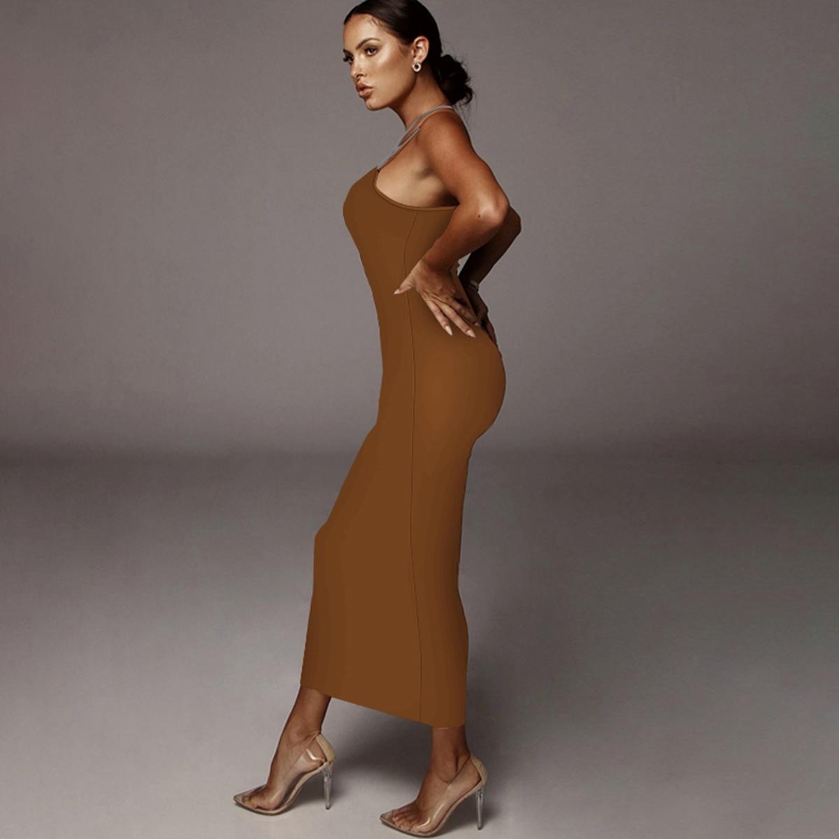 Women's All Over Leopard Print Asymmetrical Cami Dress, Elegant Sleeveless Spaghetti Strap Bodycon Dress for Party Club Night Out, Fashion Chic Sundress, Ladies Summer Clothes, Midi Dress, Womenswear (Light&thin fabic)