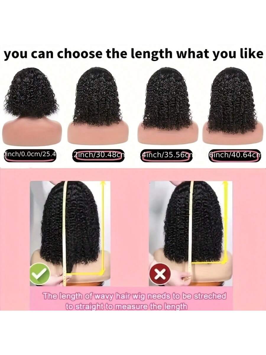 4x4 Wear And Go Glueless Bob Wig Human Hair Kinky Curly Lace Front Bob Wigs For Women Ready To Wear Short Curly Lace Closure Wigs Human Hair Pre Plucked Pre Cut 180 Density Natural Color No Glue Beginner Friendly
