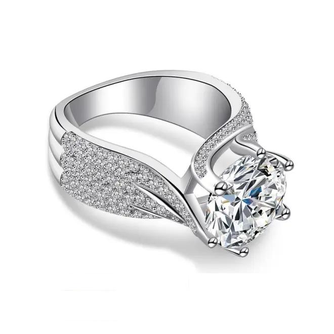 EAMTI 3CT/5CT 925 Sterling Silver Round Cut Solitaire Cubic Zirconia Engagement Ring Halo Promise Ring EAMTI 3CT/5CT 925 Sterling Silver Round Cut Solitaire Cubic Zirconia Engagement Ring Halo Promise Ring