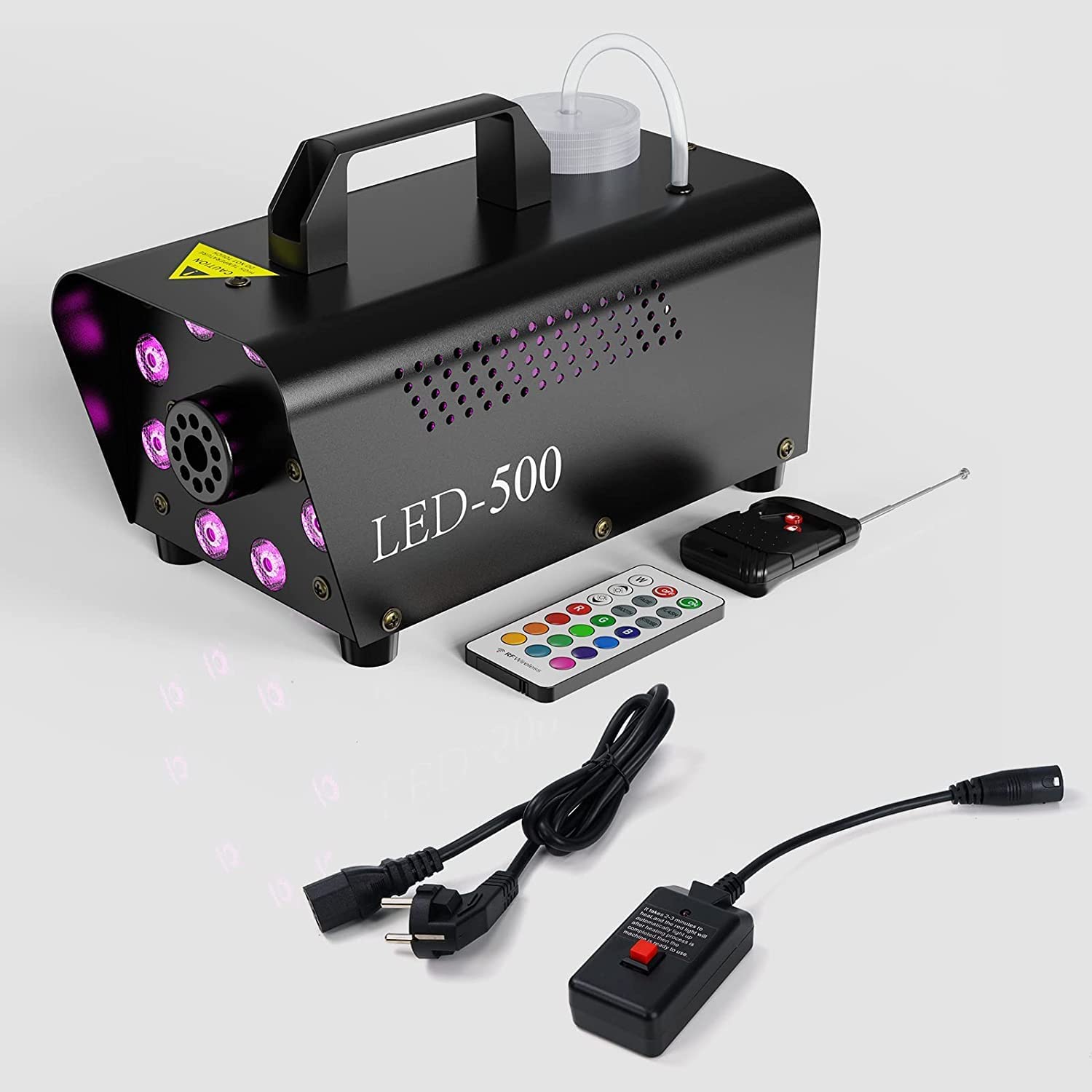 Fog Machine, Smoke Machine for Party, 500W With 13-Colors 8 LED Lights & Strobe Effect With Wireless Remote Control For Wedding Stage Halloween