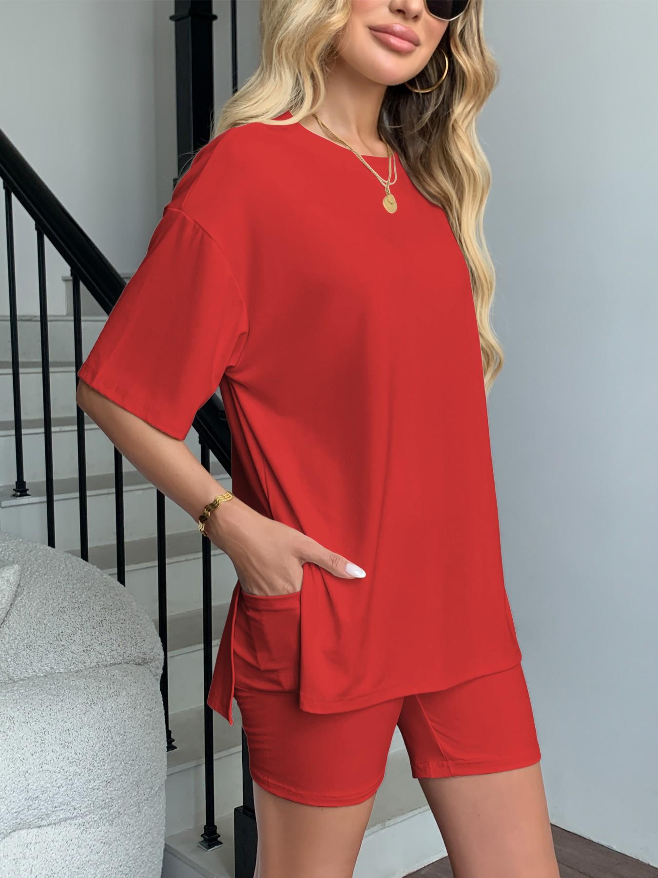 Vista X Cozy Mama Lounge Set, Women's 2-Piece, Crew Neck Oversized T-Shirts, Comfortable Home Wear, Perfect for Relaxing at Home Loungewear Nightwear Womenswear Homewear