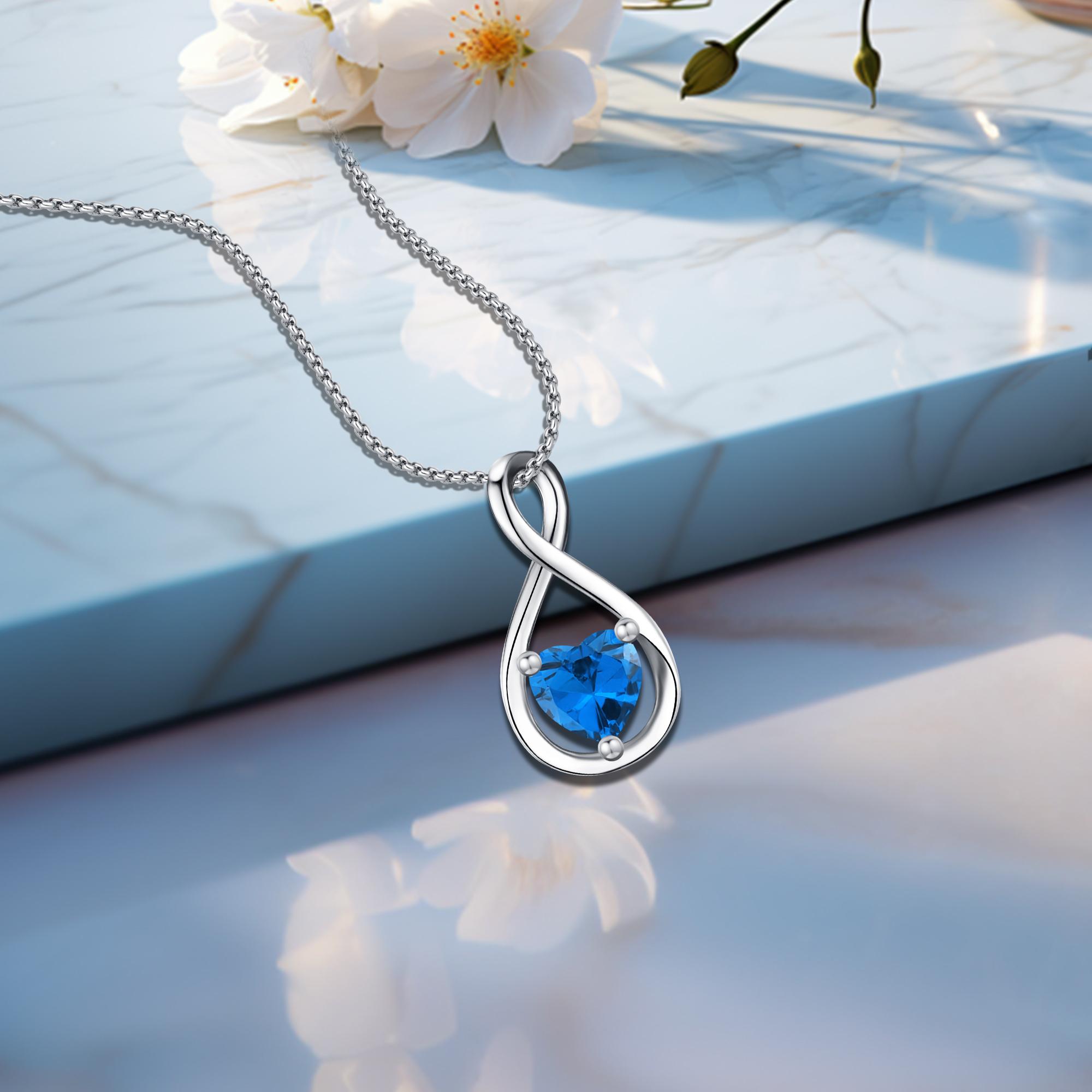 Heart Shaped Necklace Infinity Heart Birthstone Necklace Pendant Gift for Women Girls Anniversary Birthday Mother's Day Gifts Valentine's Day Gift Jewelry for Mom Wife Girlfriend Sister Heart Shaped Necklace Infinity Heart Birthstone Necklace Pendant Gift for Women Girls Anniversary Birthday Mother's Day Gifts Valentine's Day Gift Jewelry for Mom Wife Girlfriend Sister