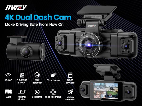 IIWEY N5 4-Channel Dash Cam 360° View 4-Way 1080P Front Rear Left Right 5G WiFi Night Vision 24h Parking Mode FREE 128GB Card Interior Dashcam Hd Driving Recorder IIWEY N5 4-Channel Dash Cam 360° View 4-Way 1080P Front Rear Left Right 5G WiFi Night Vision 24h Parking Mode FREE 128GB Card Interior Dashcam Hd Driving Recorder