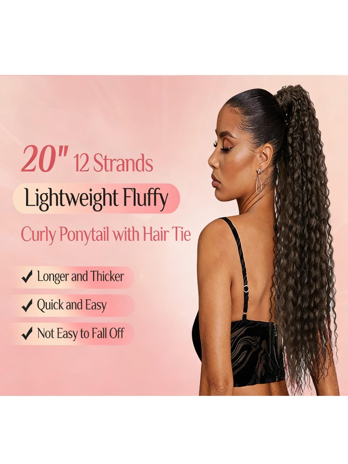 African Braided Hair Extension, Long Curly Corn Silk Ponytail, 12 Strand Screw Roll Messy Dreadlocks, Suitable for Daily Wear