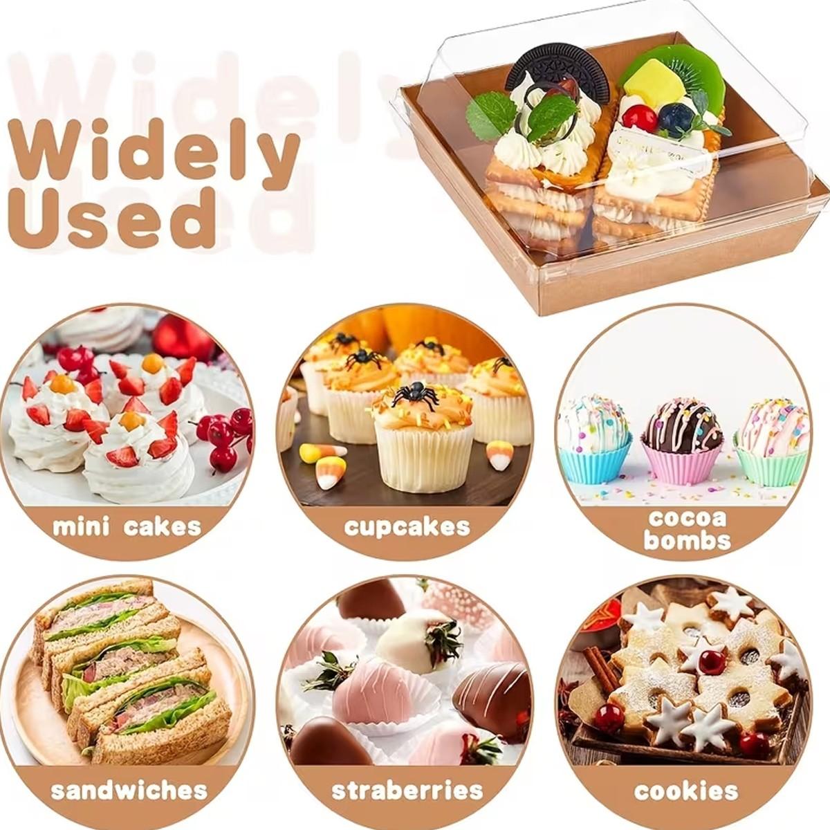 10/30/50pc transparent lid rectangular Premium cake box, disposable container, pastry container, takeout packaging box, Bakeware, suitable for sandwiches, desserts, pastries and light meals, especially suitable for festivals, parties