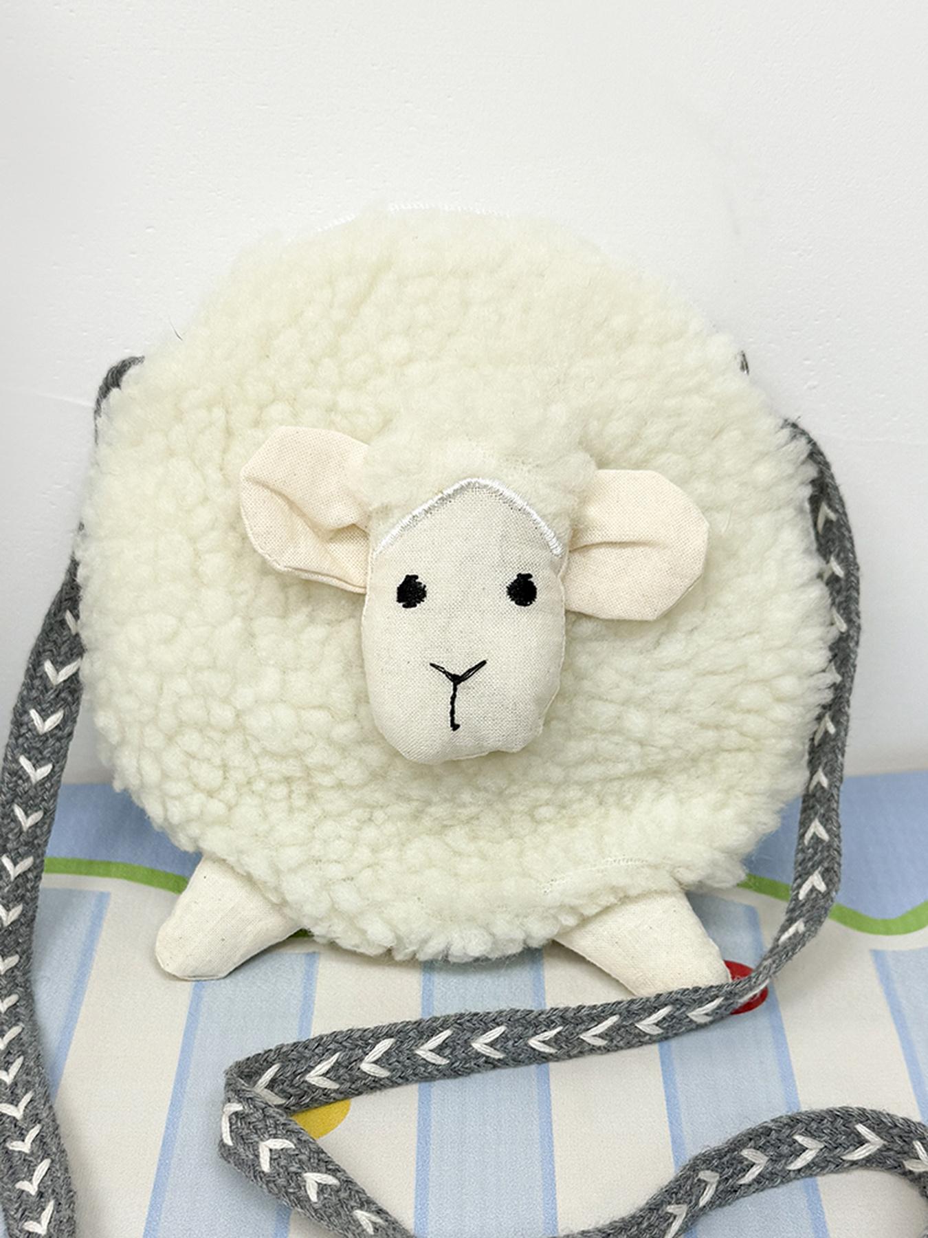 Cute Plush Mini Shoulder Bag, Sheep Head Design, Zippered Pouch for Lipstick, Earphones, Coins, Perfect Gift for Girls, Students, Office Use