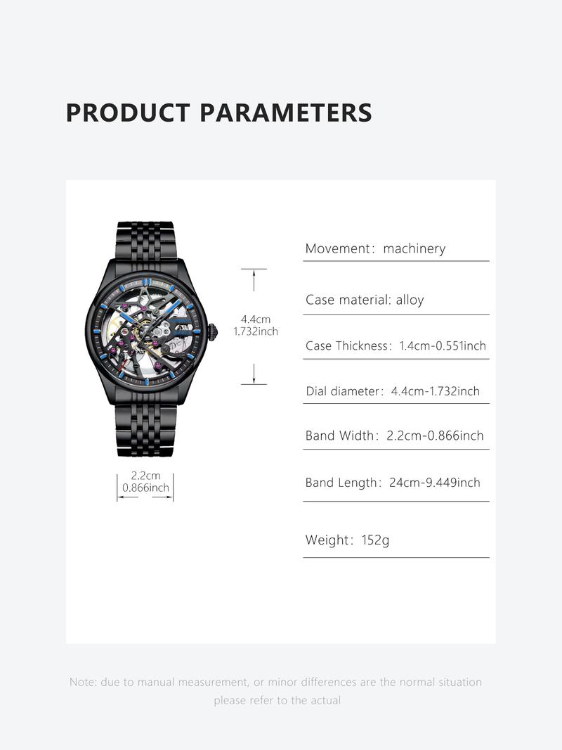 Men's Business Fashion Automatic Round Dial Mechanical Watch with Engraved Design, Elegant All-match Fashion Accessories for Daily Wear, Exquisite Accessories for Birthday Gifts, Mechanical Style Watches