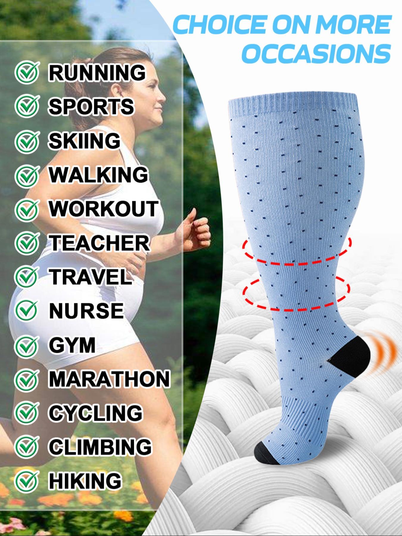 Women's Plus Size Compression Socks, Sports Running Socks for Circulation, Nurses, Pregnant Women, Sports Socks for Women, Compression Athletic Socks