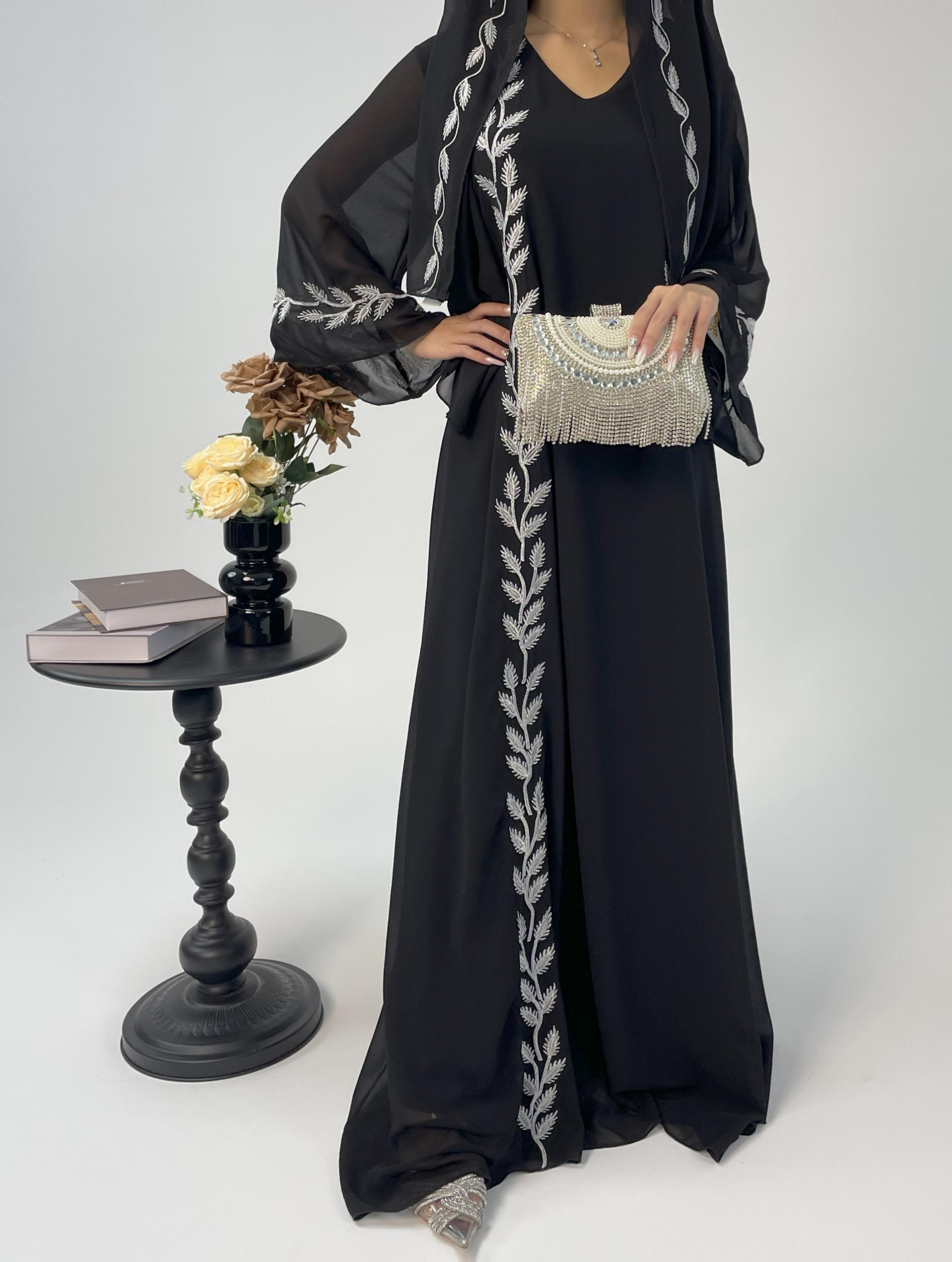 CL14 Unique and exquisite embroidery design abaya, chiffon abaya, two piece set, summer abaya,Muslim robe Modesty Maxi Formal Women Chic Beige【Fashionweek】