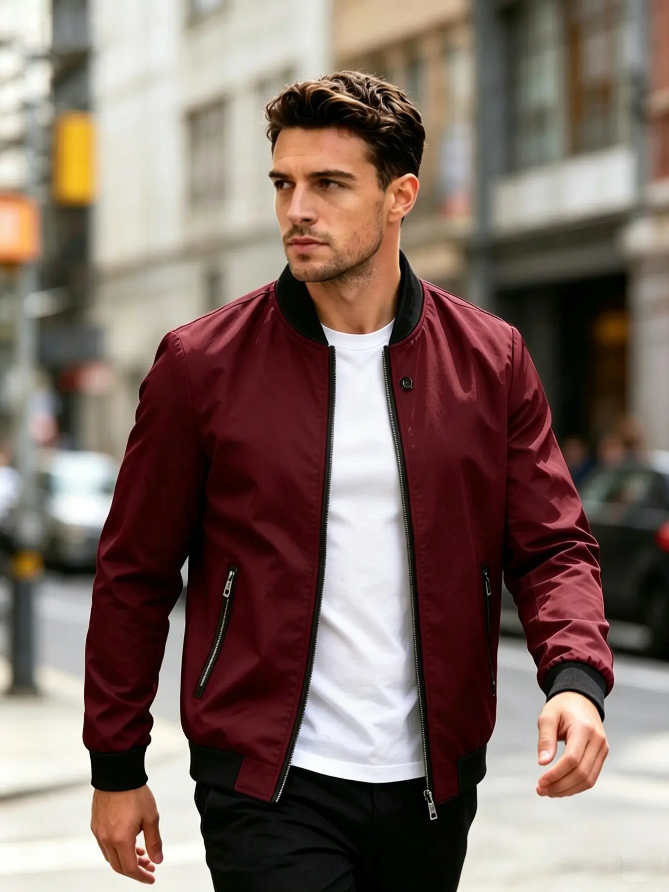 Spring Summer Men's Long Sleeve Flight Jacket Coats, Menswear Business Casual Versatile Slim Fit Baseball Shirt Top, Stylish Fashion Outerwear for Office & Daily Wear