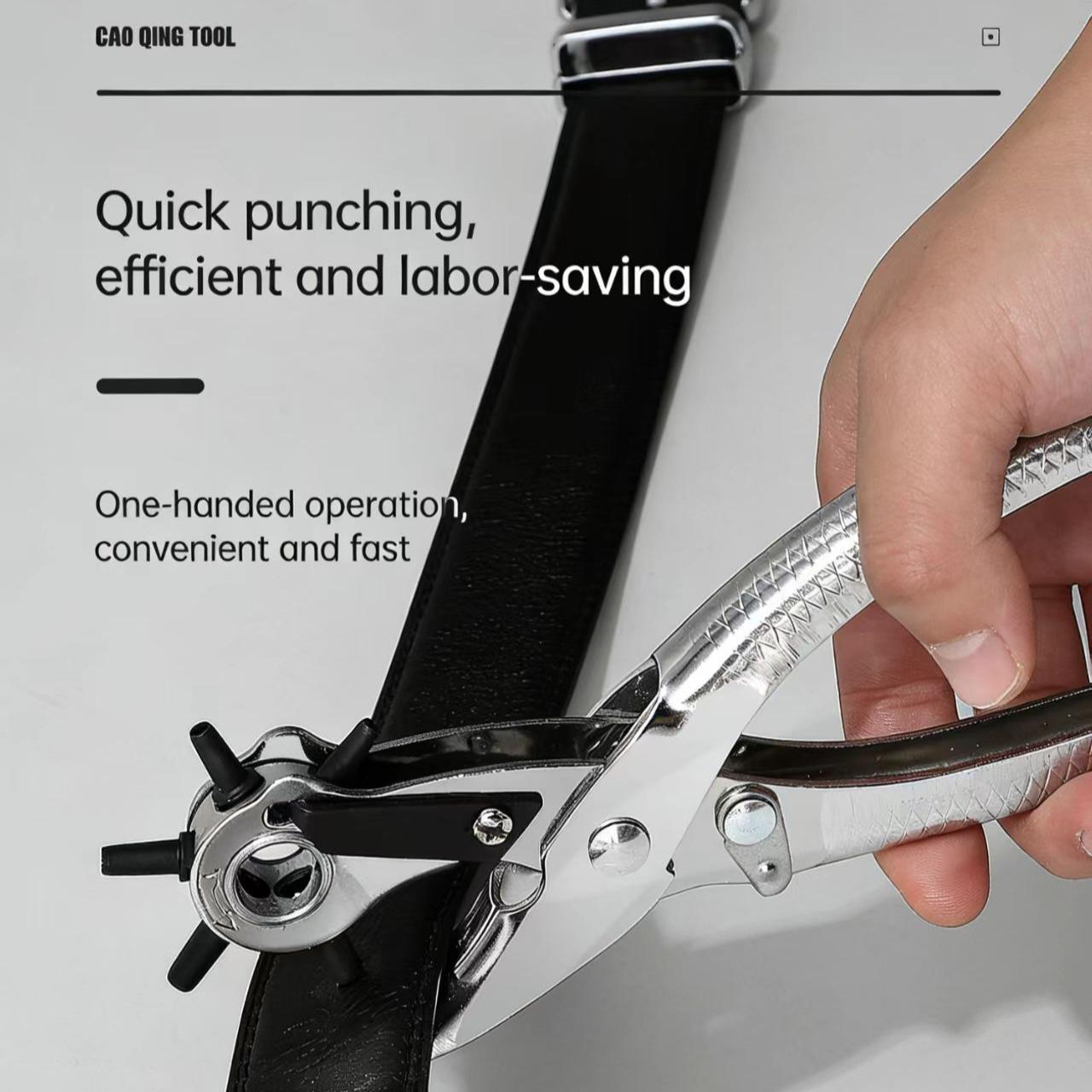 Effortless Belt Hole Puncher Set 3-Piece, Home Use Hole Punch Tool, Time-Saving Multi-Function Eyelet Punch Clamp
