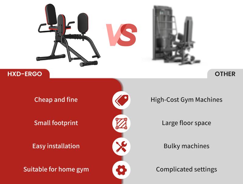 HXD-ERGO Hip Abductor Machine for Home Gym, 4-Level Glute Machine & Thigh Workout Equipment, Booty Builder with Plush Padding, Compact Leg Exercise Euipment for Women & Men