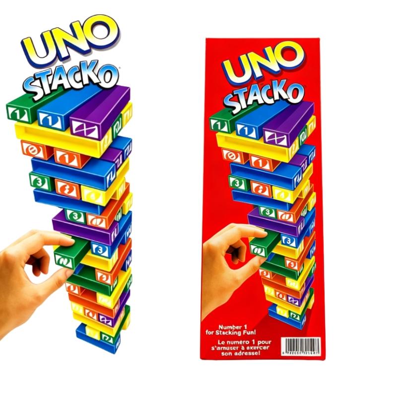 UNO Stacko Game Mattel Classic Stacking Block Game Family Party Board Game Interactive Balancing Toy for Kids & Adults