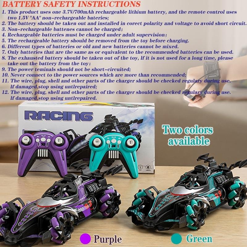 Cyber Neon Wind F1 Rc Stunt Cars Remote Control Car, LED Lights Music Effects, Dual Control Modes, Stunt Performances, Suitable for Ages 12+