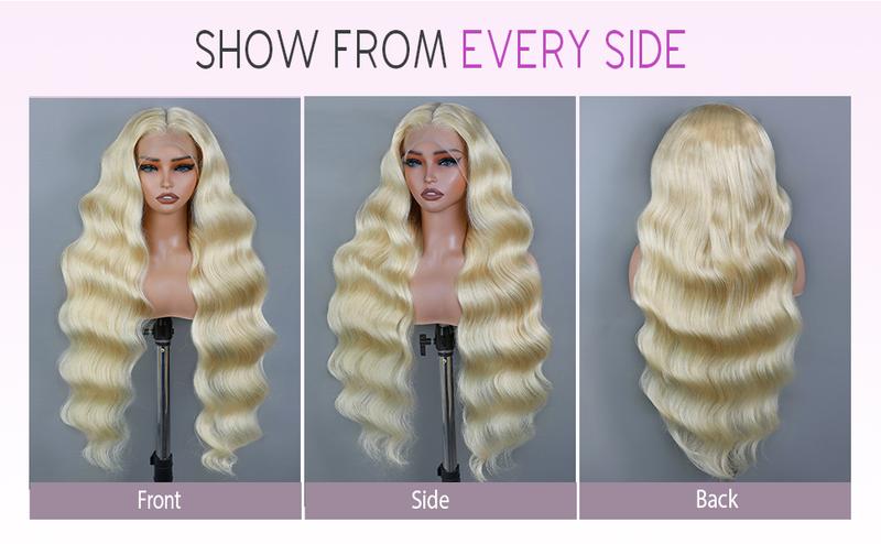 Lemoda 613 Lace Frontal Wig Human Hair 13x4 Full Lace Frontal Wig 180 Density Body Wave HD Transparent Lace Wig Pre Plucked 15A Brazilian Virgin Blonde Human Hair Wigs for Women