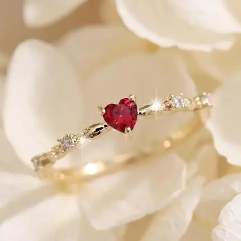 Fashion Romantic Heart Design Artificial Zircon Ring, Heart Shaped Ring, Casual Jewelry for Women, Trendy Accessories for Party and Daily Life, Artificial Gemstone Ring, Trendy Jewellery Accessories, Fashion Heart Rings