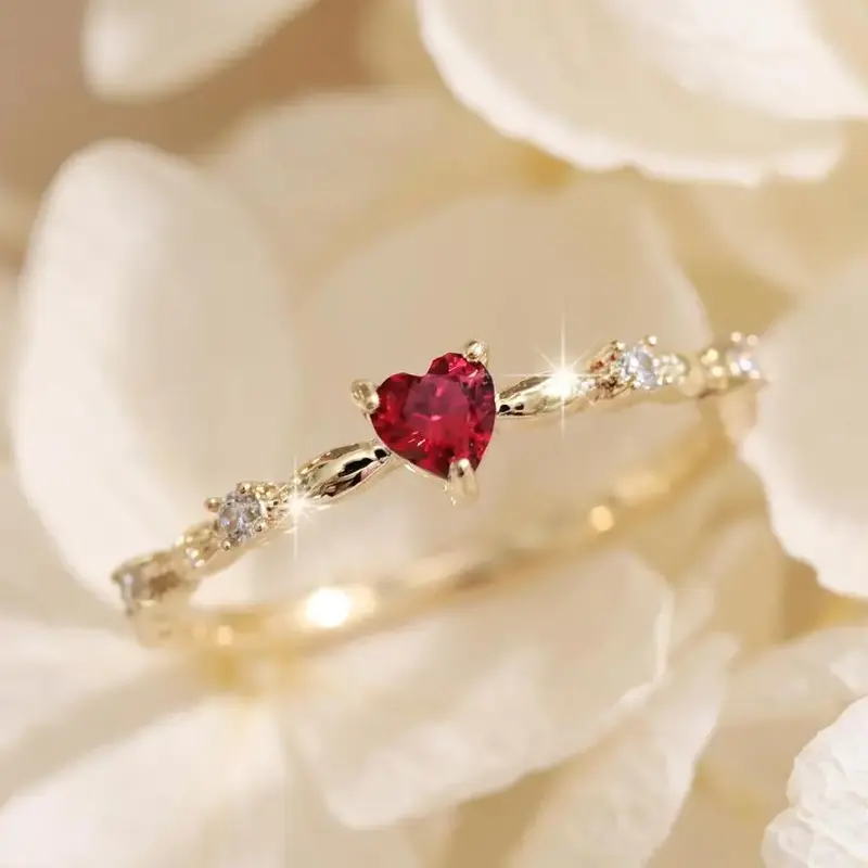 Fashion Romantic Heart Design Artificial Zircon Ring, Heart Shaped Ring, Casual Jewelry for Women, Trendy Accessories for Party and Daily Life, Artificial Gemstone Ring, Trendy Jewellery Accessories, Fashion Heart Rings