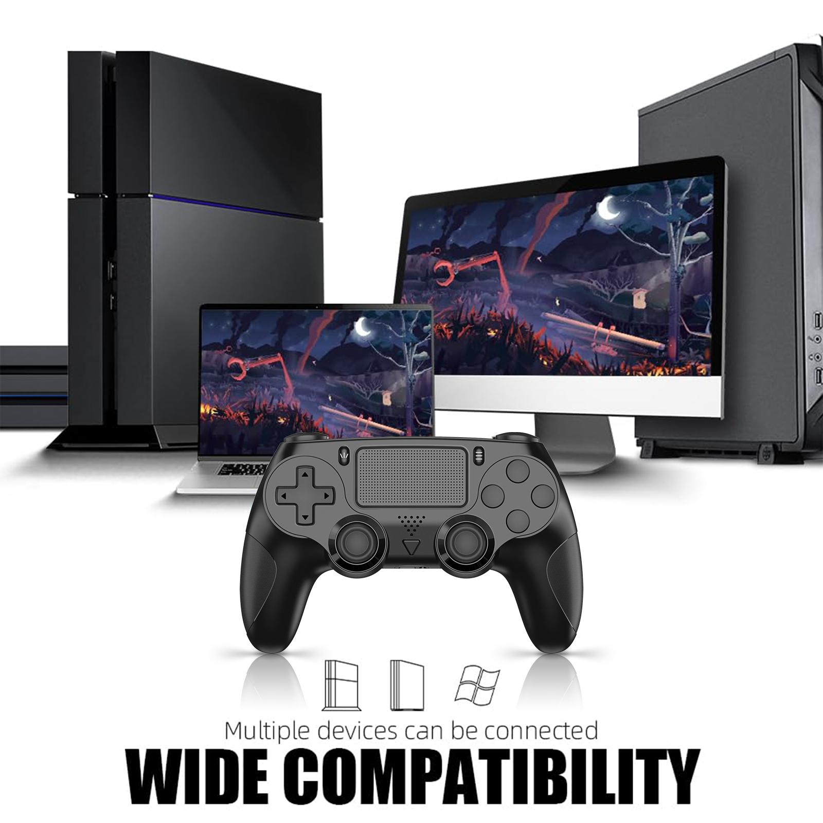 Precision gaming controller, compatible with PS4/PS4 Slim/PS4 Pro/PC, featuring dual vibration, six-axis gyroscope, touchpad, and speaker, designed for the ultimate PS4 gaming experience - Black