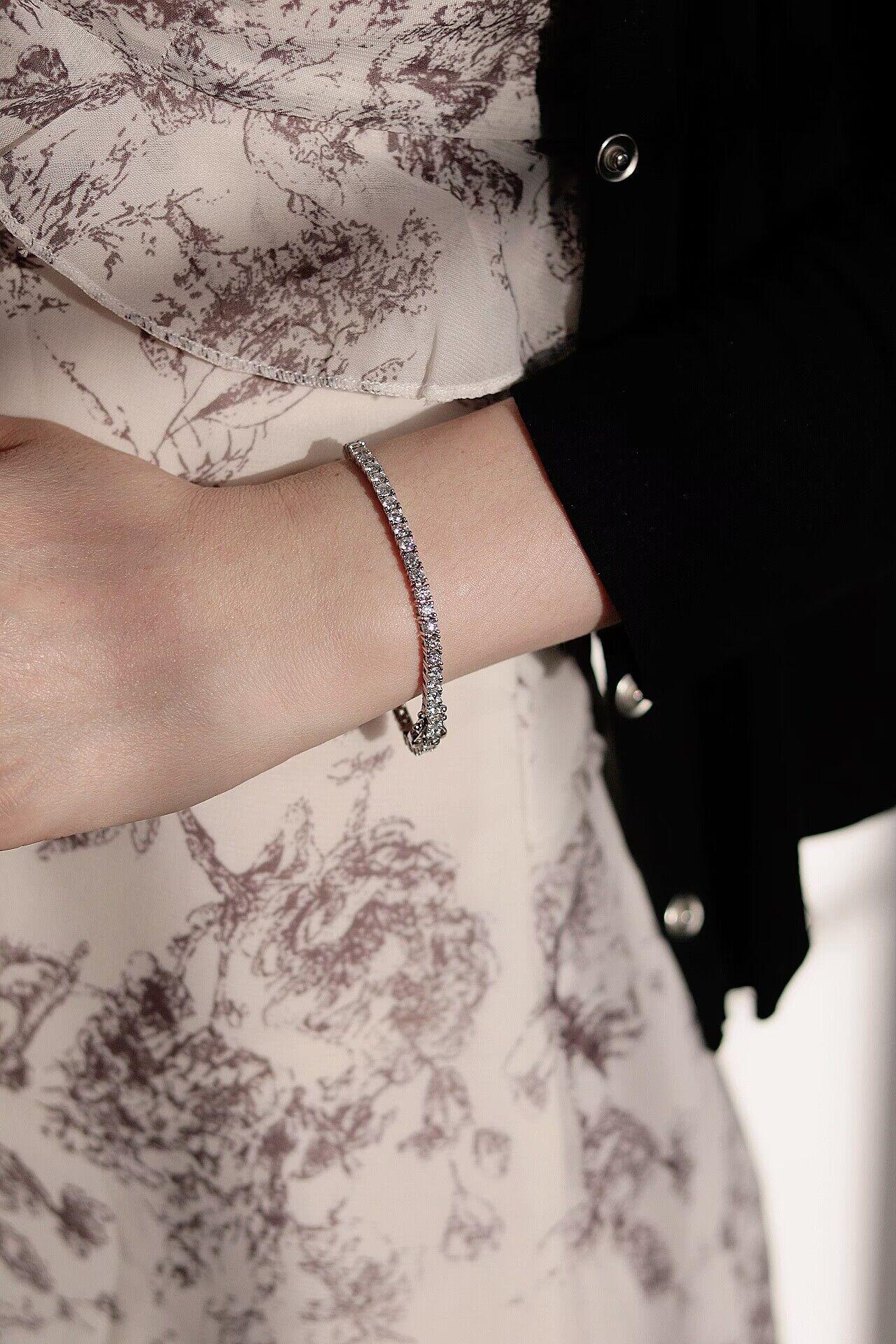 【#207 Classic Tennis Bracelet】3mm 5.2Carat Classic Tennis Bracelet Synthetic Moissanite Tennis Bracelet in 925 Sterling Silver SpringStatements 【#207 Classic Tennis Bracelet】3mm 5.2Carat Classic Tennis Bracelet Synthetic Moissanite Tennis Bracelet in 925 Sterling Silver SpringStatements