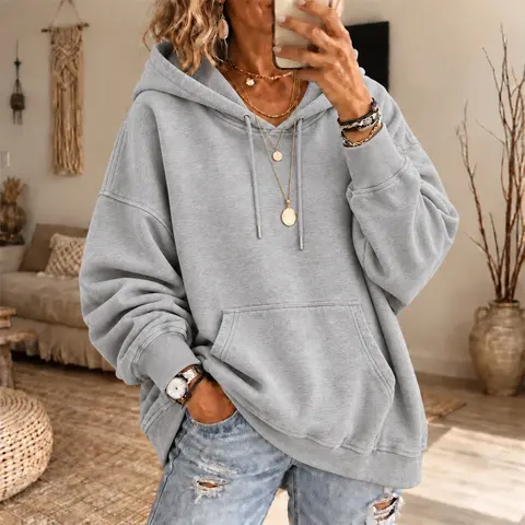 Women’s Oversized Hoodie, Long Sleeve Drawstring Pullover Sweatshirt with Kangaroo Pocket, Relaxed Fit Casual Hooded Top for Fall Winter Daily Wear, Travel and Weekend