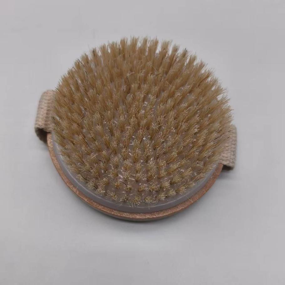Solid Wood Pig Bristle Bath Brush, Body Dry Brush, Skin Cleaning Brush, Massage Fat Brush, Exfoliating Bath Brush, Natural Hair Brush