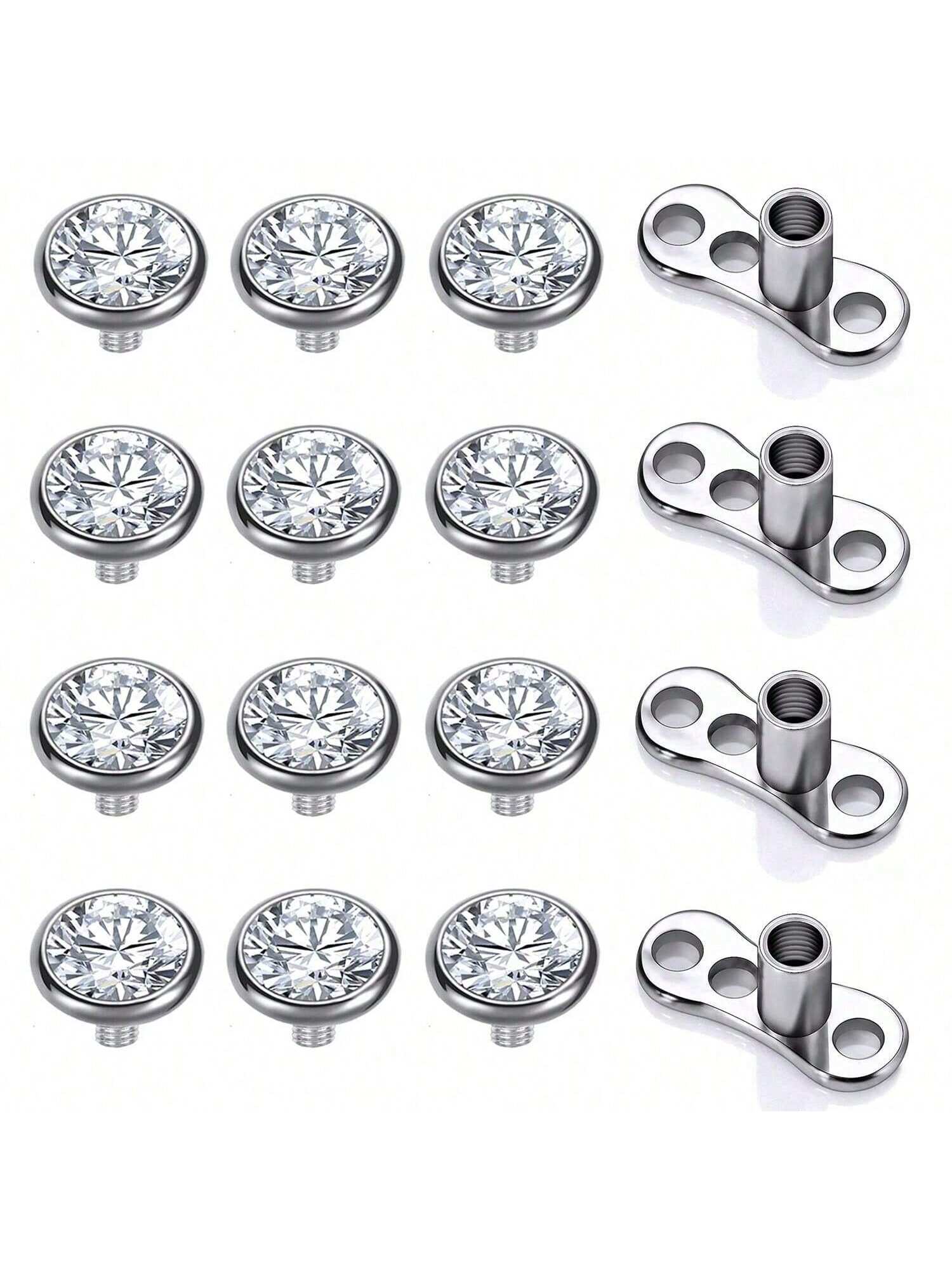 16-Piece Punk Body Piercing Set, Stainless Steel Hypoallergenic Crystal Jewelry, Unisex Daily Wear, Perfect Gift for Holidays