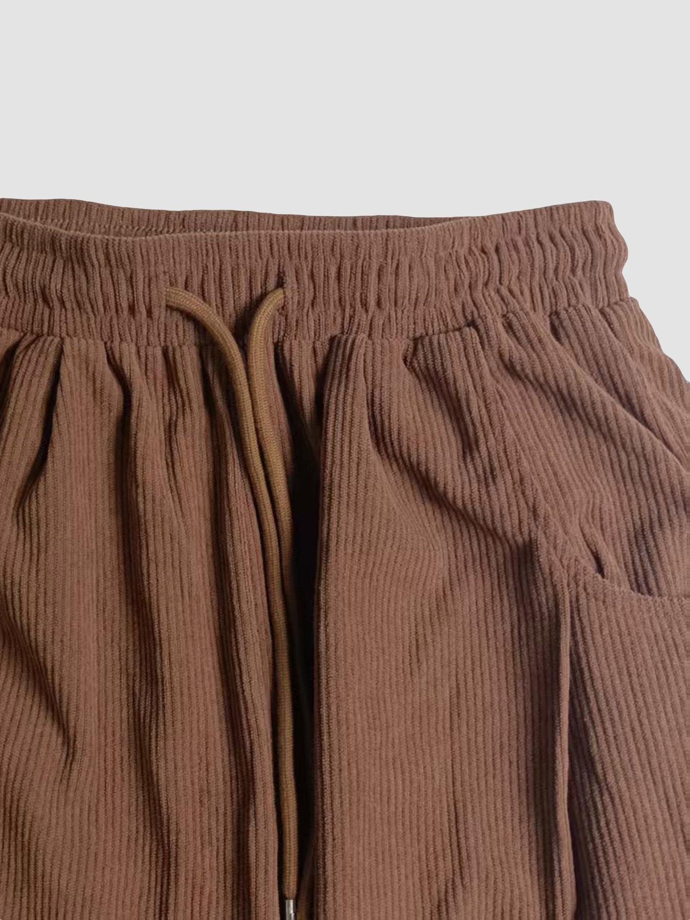 Women's Vintage Loose-Fitting Solid Corduroy Drawstring Pants, Casual All-Season Straight Leg Trousers for Autumn & Winter Valentine's Day