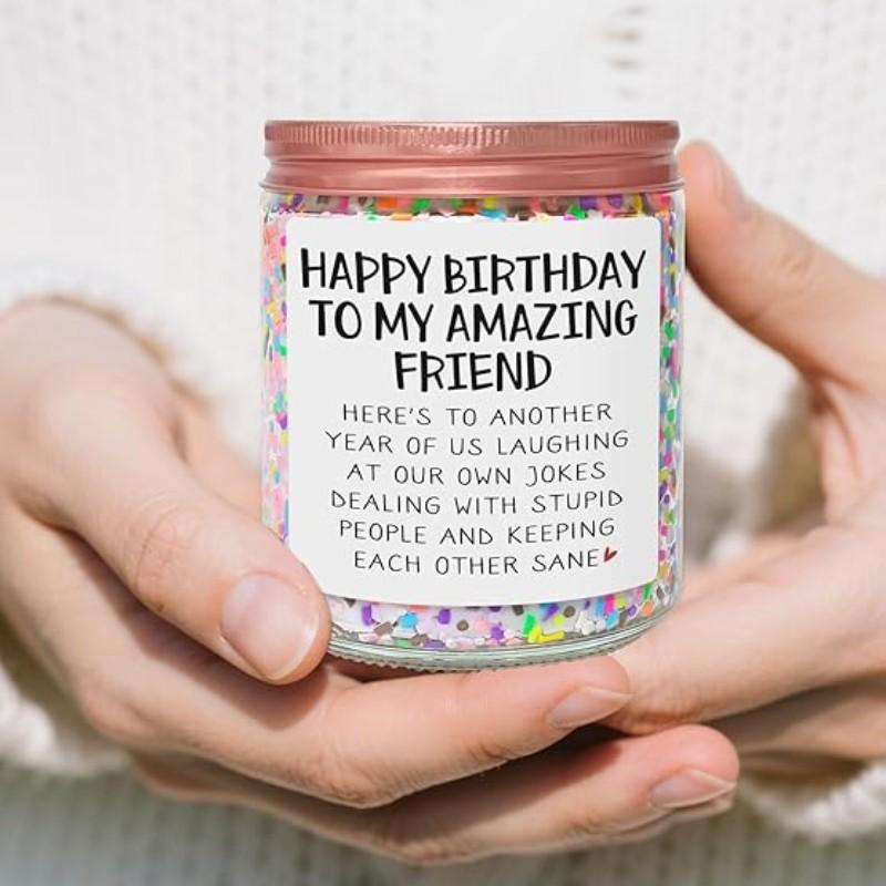Best Friends Birthday Gifts for Women Friendship - Funny Sister Birthday Gifts for Friend Female BFF Bestie Gift for Women, Vanilla Cake Scented Bday Candles Happy Bday Decorations