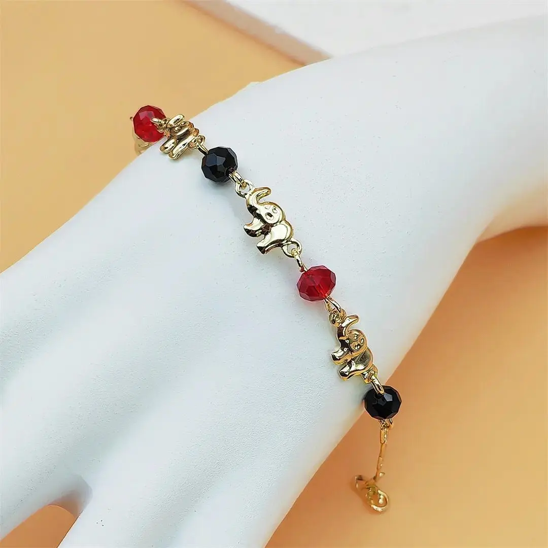 Women's Ethnic Multi-Layer Adjustable Beaded Sports Wristband - Exquisite Trendy Bracelet, Unisex Boho Jewelry with Elephant Charm, Funky Female Accessories