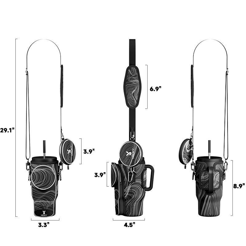 Meoky 40oz Water Bottle Holder with Adjustable Strap - Car Cup Storage Bag Fits Most 40oz Tumblers, Outdoor Hiking Accessories for Camping, Travel, Gym