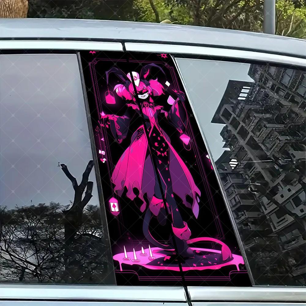 2pc Cartoon Joker Vinyl Stickers, Car B Pillar Protection Decals, Easy Peel Off, Sunproof Waterproof Scratch Resistant, All Models Compatible