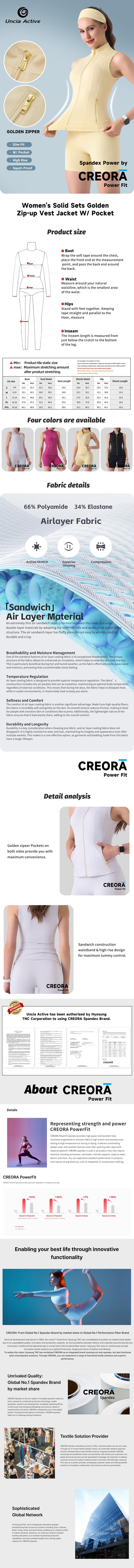 UnciaActive Gold Zipper Vest & Shorts Set - Minimalist Women's Tracksuit with Spandex Power Fit for Workout & Yoga - Airlayer Fabric & High Elasticity - 4 Color Options - Basic / tracksuit set - workout sets women - gym outfits - gym shorts - bikershorts