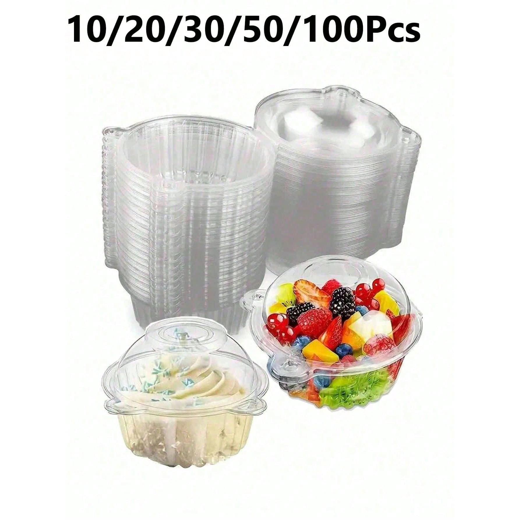 Clear Plastic Cake Cup Boxes, Disposable Stackable Cupcake Containers, Airtight Lid for Parties Weddings, 10-100pcs Set, Premium Cake Box