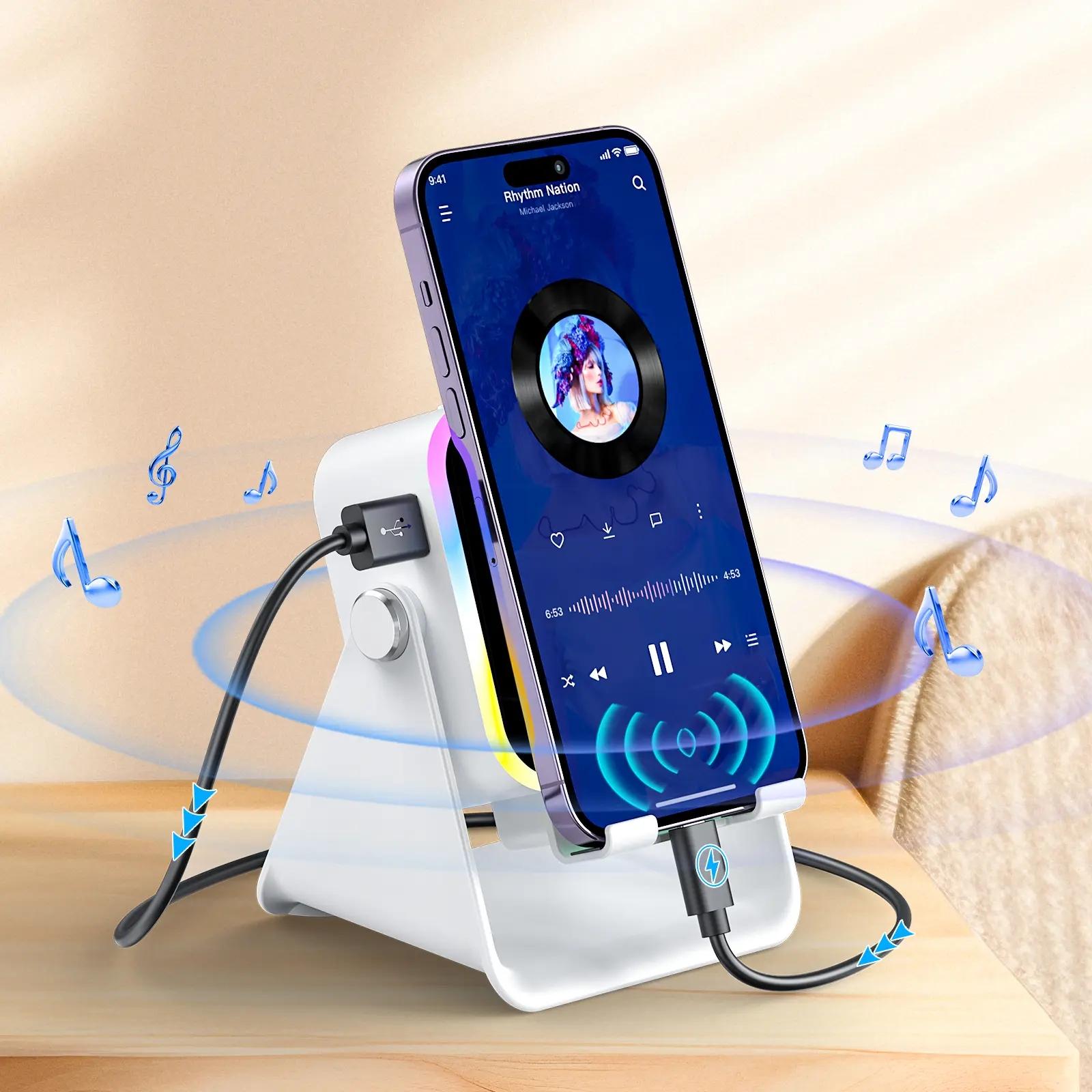 Wireless Bluetooth-compatible Audio Speaker Stand, 360° Adjustable Phone Tablet Holder, Colorful Ambient Light, Unisex Gift, Perfect for Home & Office