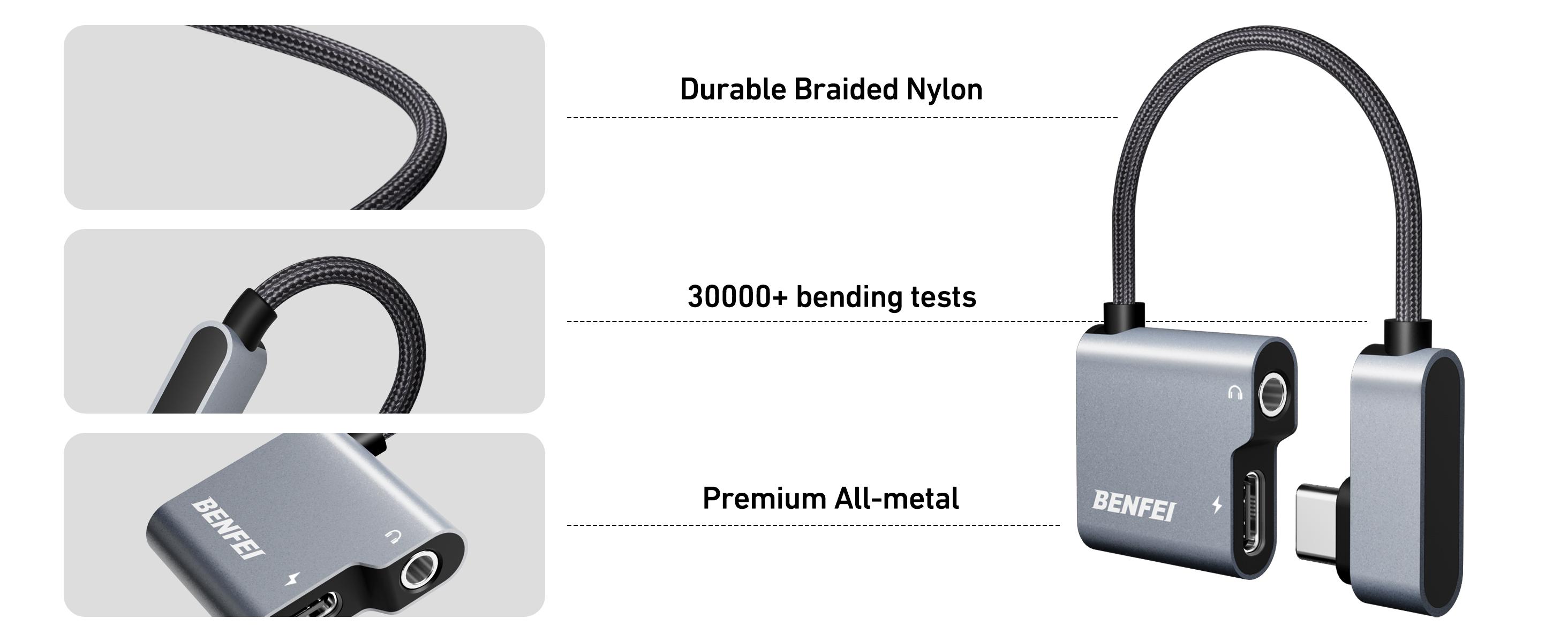 BENFEI USB C to Audio Jack Adapter with 60W Fast Charging, USB-C to 3.5mm Female Headphone Compatible with iPhone 15 Pro Max/15 Pro/15, Samsung Galaxy S24/S23/S22/S21 Ultra, iPad Pro, Pixel 8 Grey