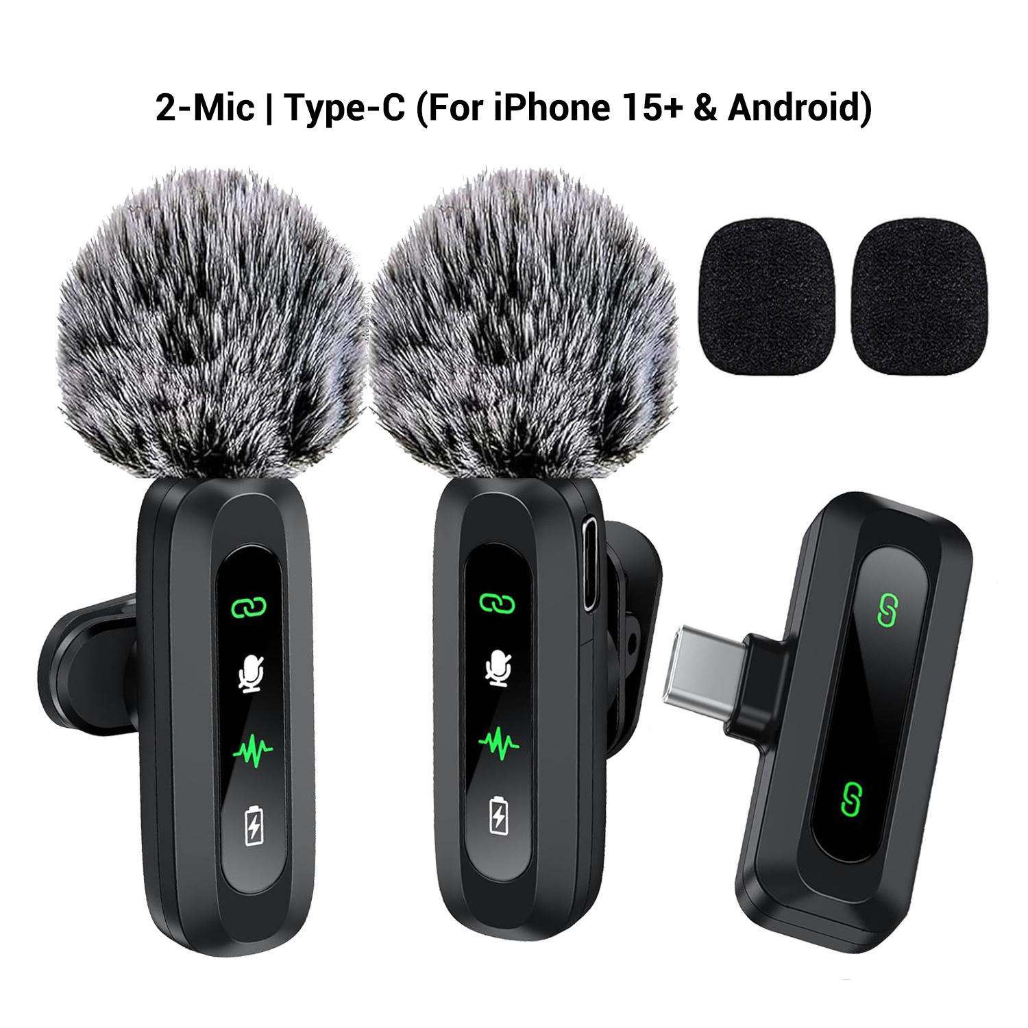 Wireless Microphone, Professional Lapel Mic for iPhone and Android, Wireless Microphone for Video Recording, Teaching, Interviews and Podcasts, Rechargeable Wireless Mic