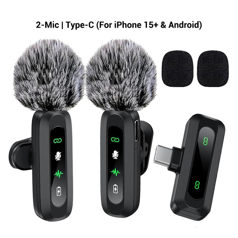 Wireless Microphone, Professional Lapel Mic for iPhone and Android, Wireless Microphone for Video Recording, Teaching, Interviews and Podcasts