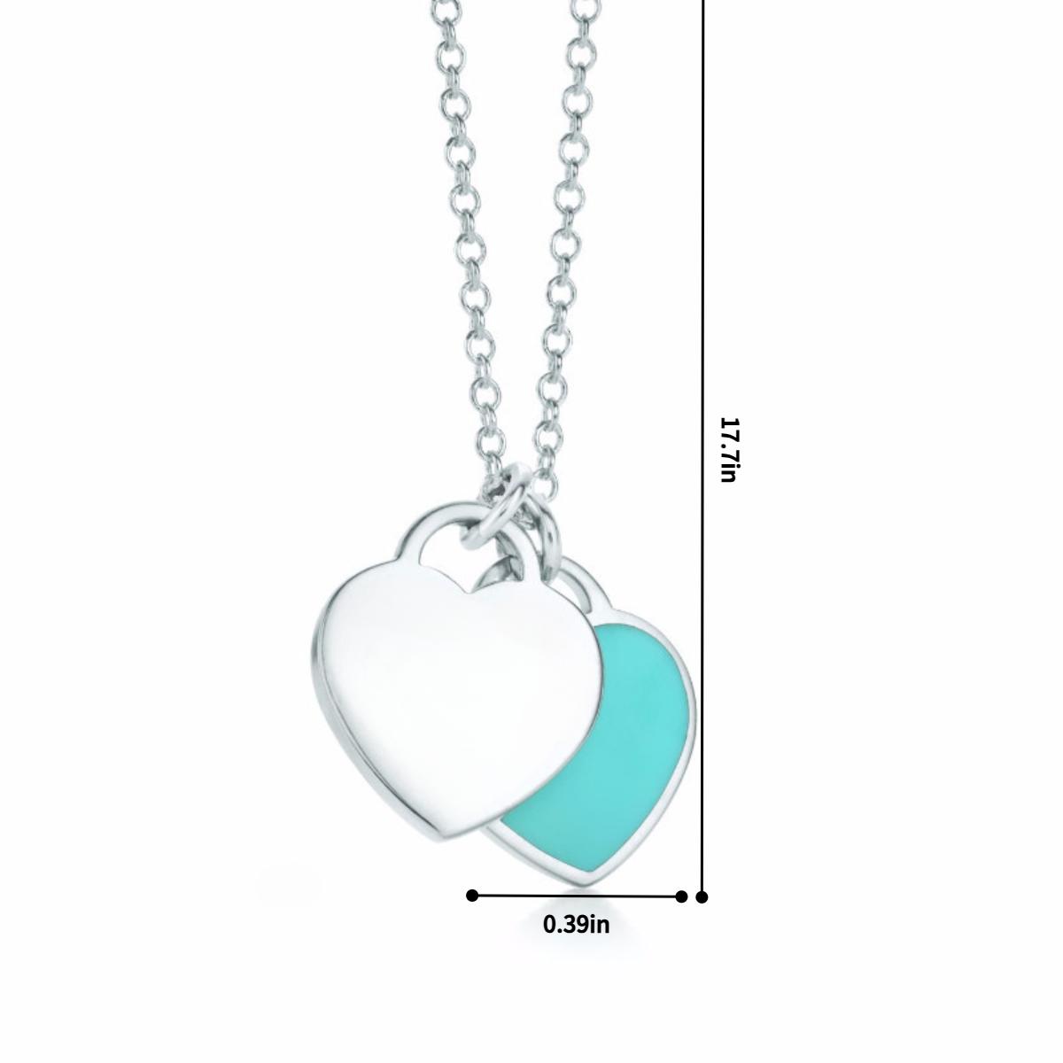 Unisex Anti-Tarnish Dual Hearts Charm Necklace Pendant - Long, Layerable, Sleek Highly Reflective Surface, Versatile Style, Ideal for Daily Outfits, Perfect Gift for Loved Ones, Trending Fashion Accessory