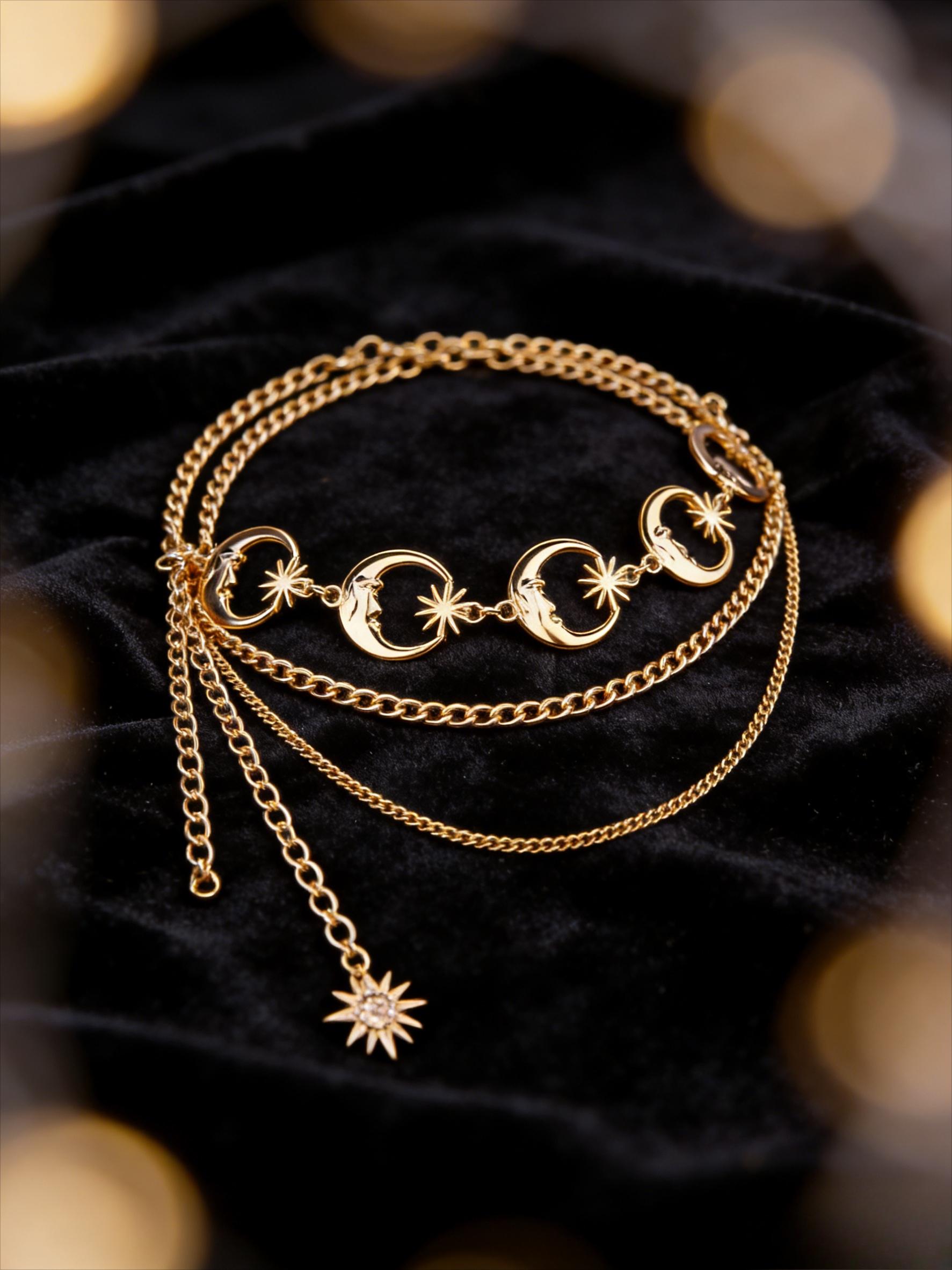 Star moon sun element multi-layer metal waist chain, Y2K Spice Girl style niche design sense body chain, versatile dress waist decorative chain, personalized wear artifact Internet celebrity popular accessories