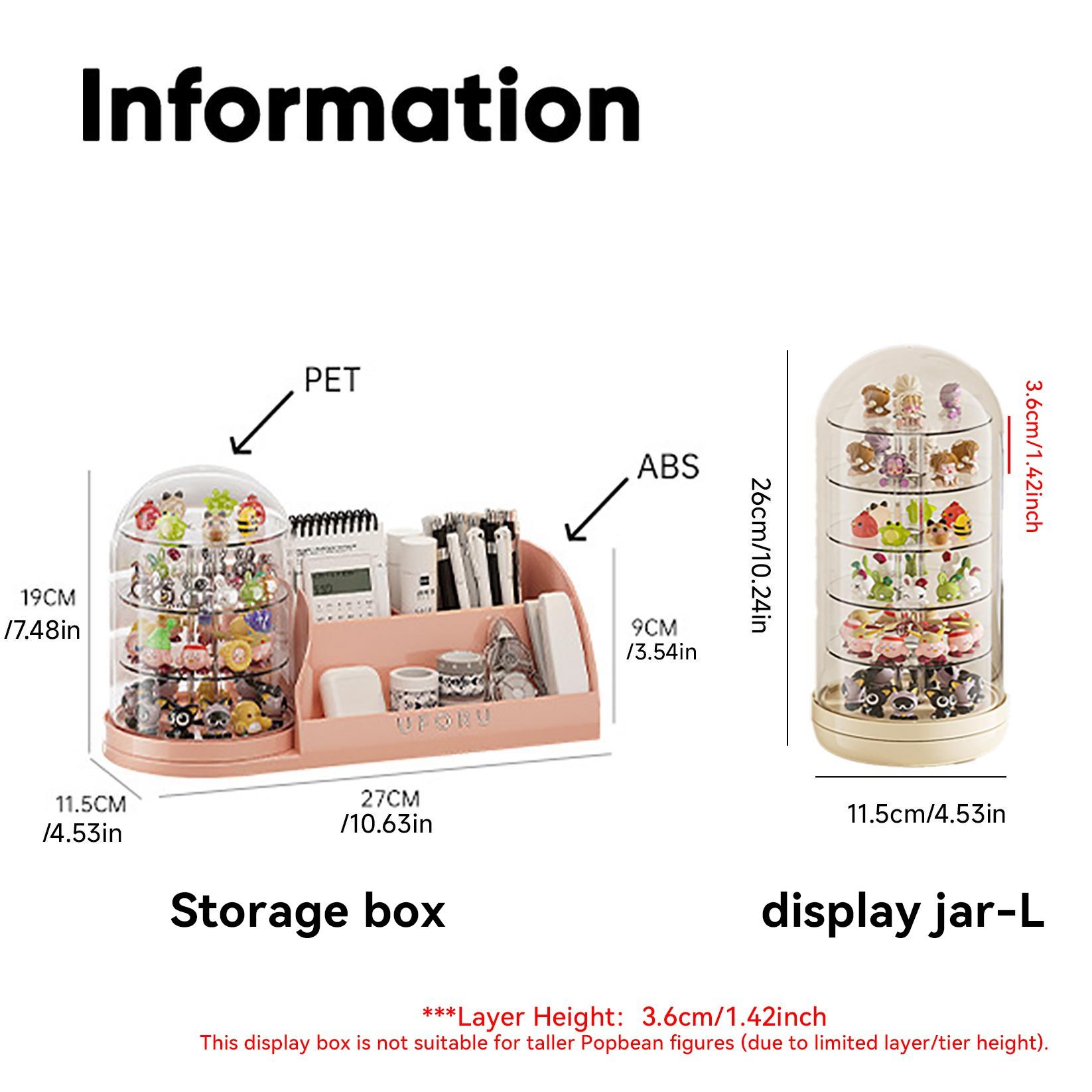 360° Rotating Storage Display Box, Transparent Layered Organizer, Suitable for Popbean, Labubu, Skullpanda, Dimoo, Hirono, Molly Collectors