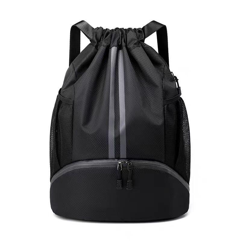 Large Capacity Drawstring Gym Bag, Water‑Resistant Sports Backpack with Independent Shoe Pocket for Basketball Training