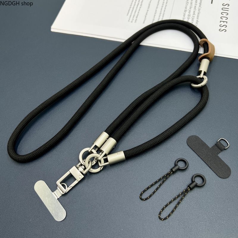 Unisex Sports & Outdoor Adjustable Woven Rope Braided Twist Crossbody Bag Strap - Leather-Metal Secure Hook, Black/Gray/Navy, Durable Replacement Fashion Accessory for Daily Wear Travel