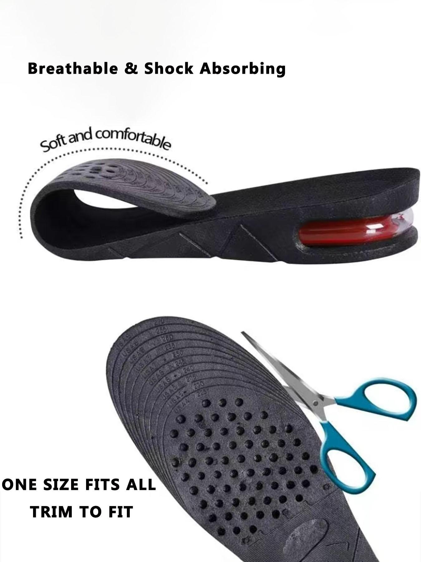 1 Pair Adjustable Height Lift Insoles | 4-Layer Air Cushion Shoe Inserts for Men Women Unisex Design Shock Absorbing Elevator Insoles for Daily Work