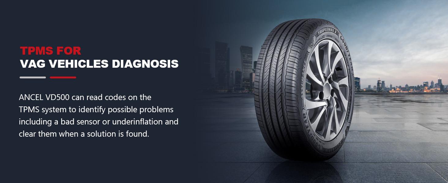 ANCEL VD500 OBD II DiagnosticScanner for Volkswagen VW AudiSkoda Seat Diagnosis Check EngineLight EPB ABS SRS Code Reader OilThrottle Position Adaption Brake PadReset Tool