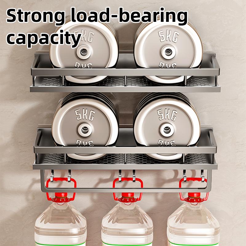 High-quality rust-proof carbon steel bathroom storage rack, kitchen shelf, no-drill shower rack, suction towel rack for toilet and washbasin, wall storage for bathroom